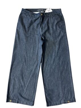American Eagle Convertible Trouser Wide Leg Dark Blue Jeans. Size 14. 36” Waist